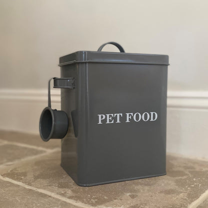Pet Food Storage Tin in French Grey