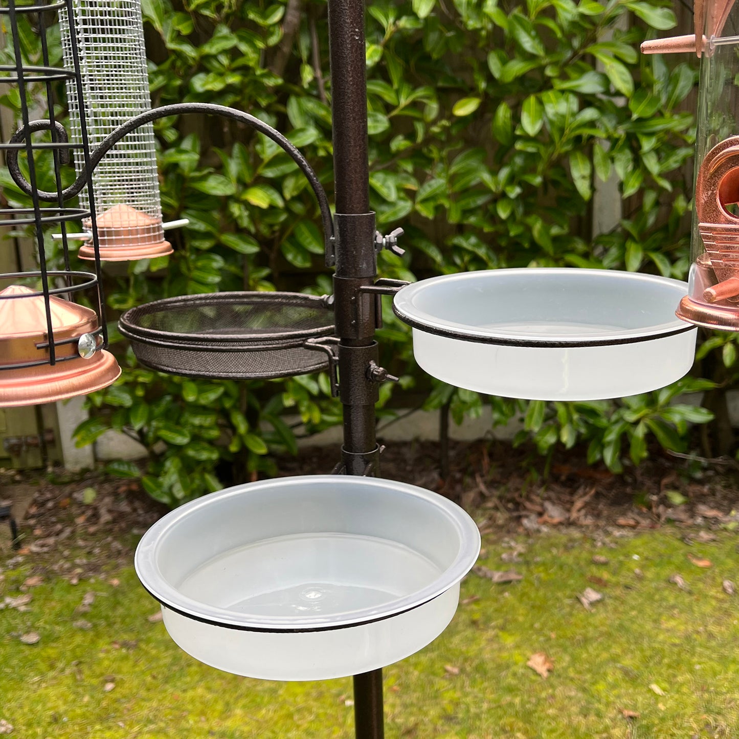 Deluxe Complete Metal Bird Feeding Station with Large Copper Style Feeders