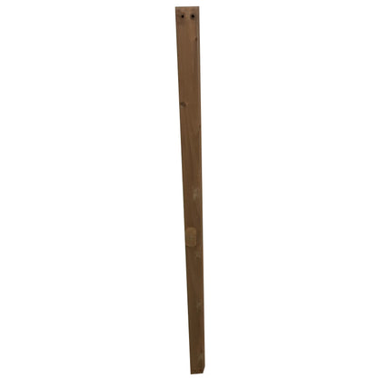 A wooden strut part for a wooden growhouse, with a natural wood finish.
