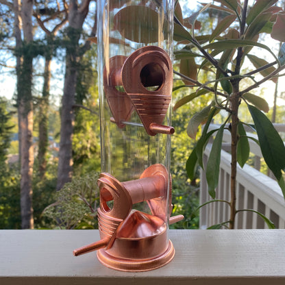 Copper Style Hanging Bird Seed Feeder with 4 Feeding Ports