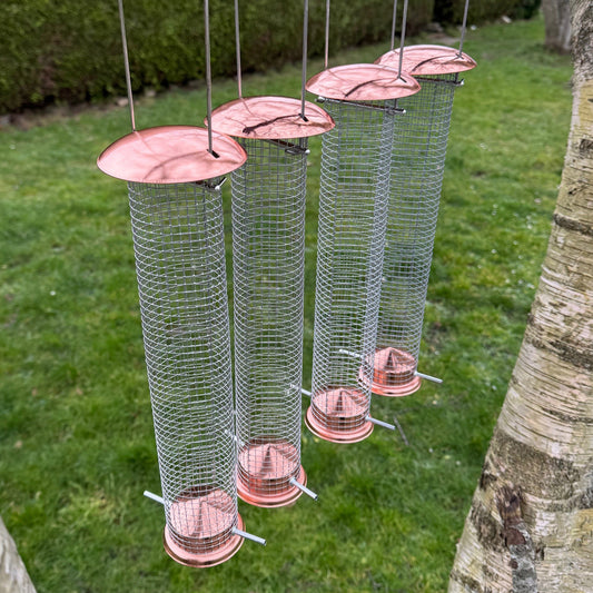 Large Copper Style Hanging Bird Nut Feeder (Set of 4)