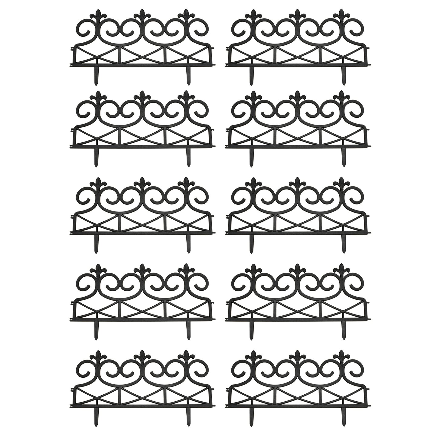 Fleur de Lys Black Plastic Garden Lawn Edging (60cm x 32cm) - 10 Panels