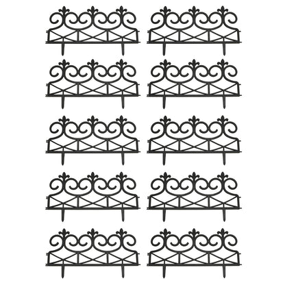 Fleur de Lys Black Plastic Garden Lawn Edging (60cm x 32cm) - 10 Panels