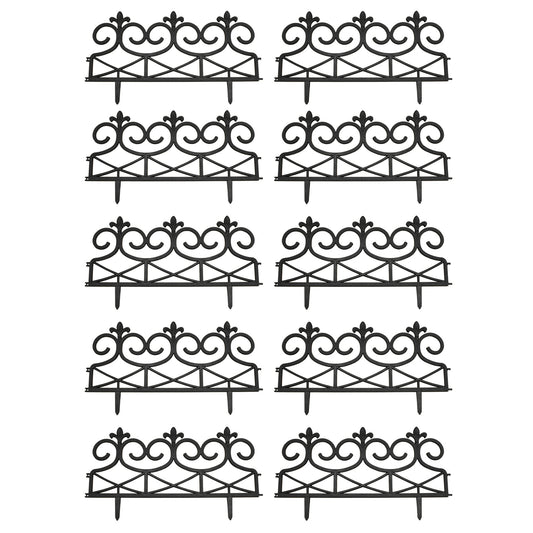Fleur de Lys Black Plastic Garden Lawn Edging (60cm x 32cm) - 10 Panels