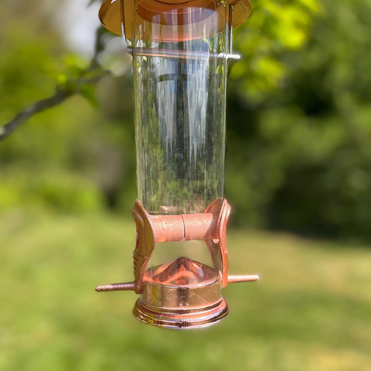 Copper Style Hanging Bird Seed Feeder with 2 Feeding Ports