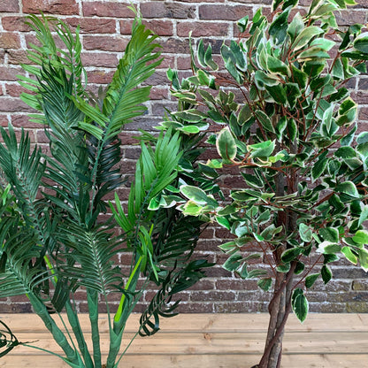 Artificial Palm And Ficus Tree Pair (125cm)