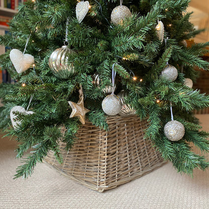Grey Wicker Christmas Tree Skirt (Square)