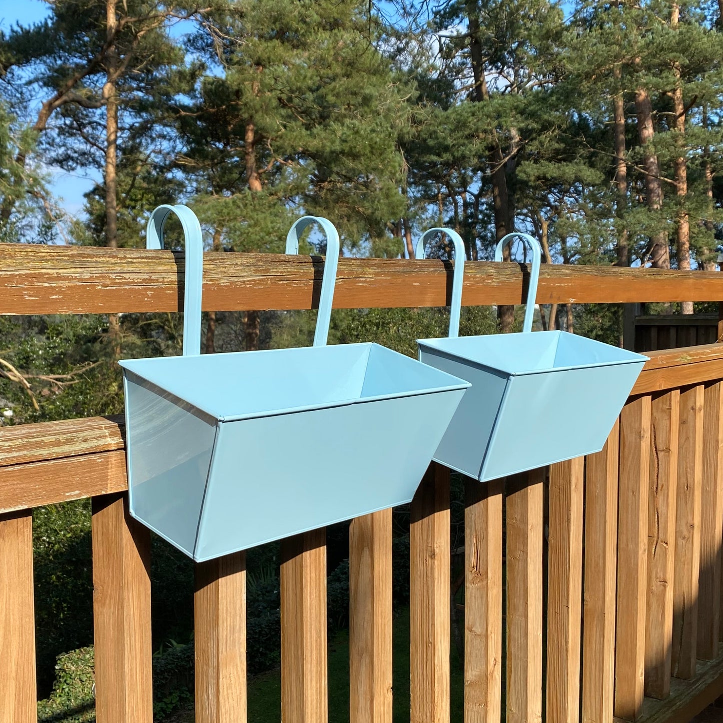 Duck Egg Blue Balcony Hanging Planters (Set of 2)
