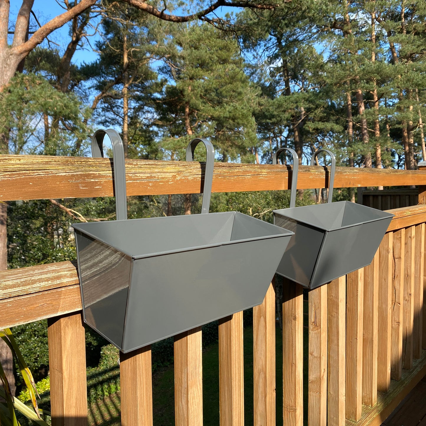 French Grey Balcony Hanging Planters (Set of 2)