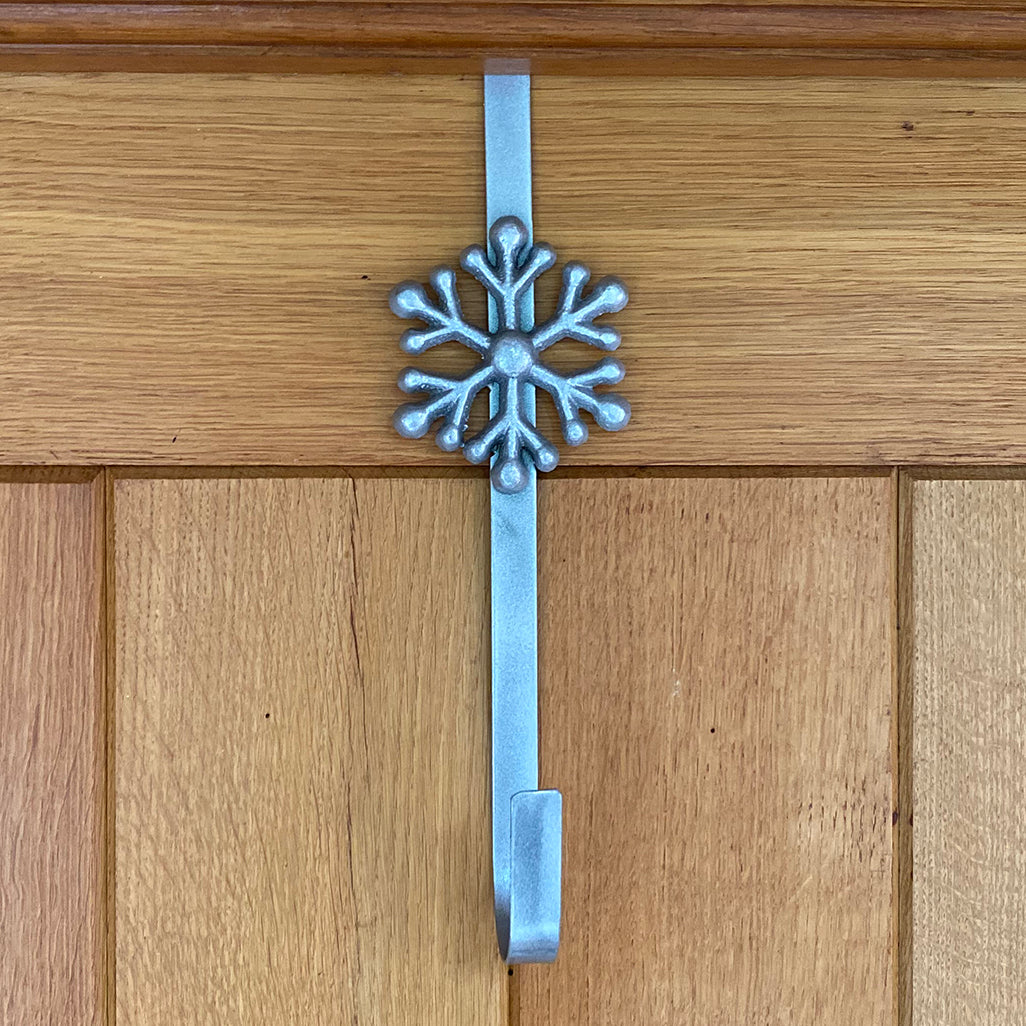 Set of 2 Snowflake Silver Metal Christmas Wreath Door Hangers