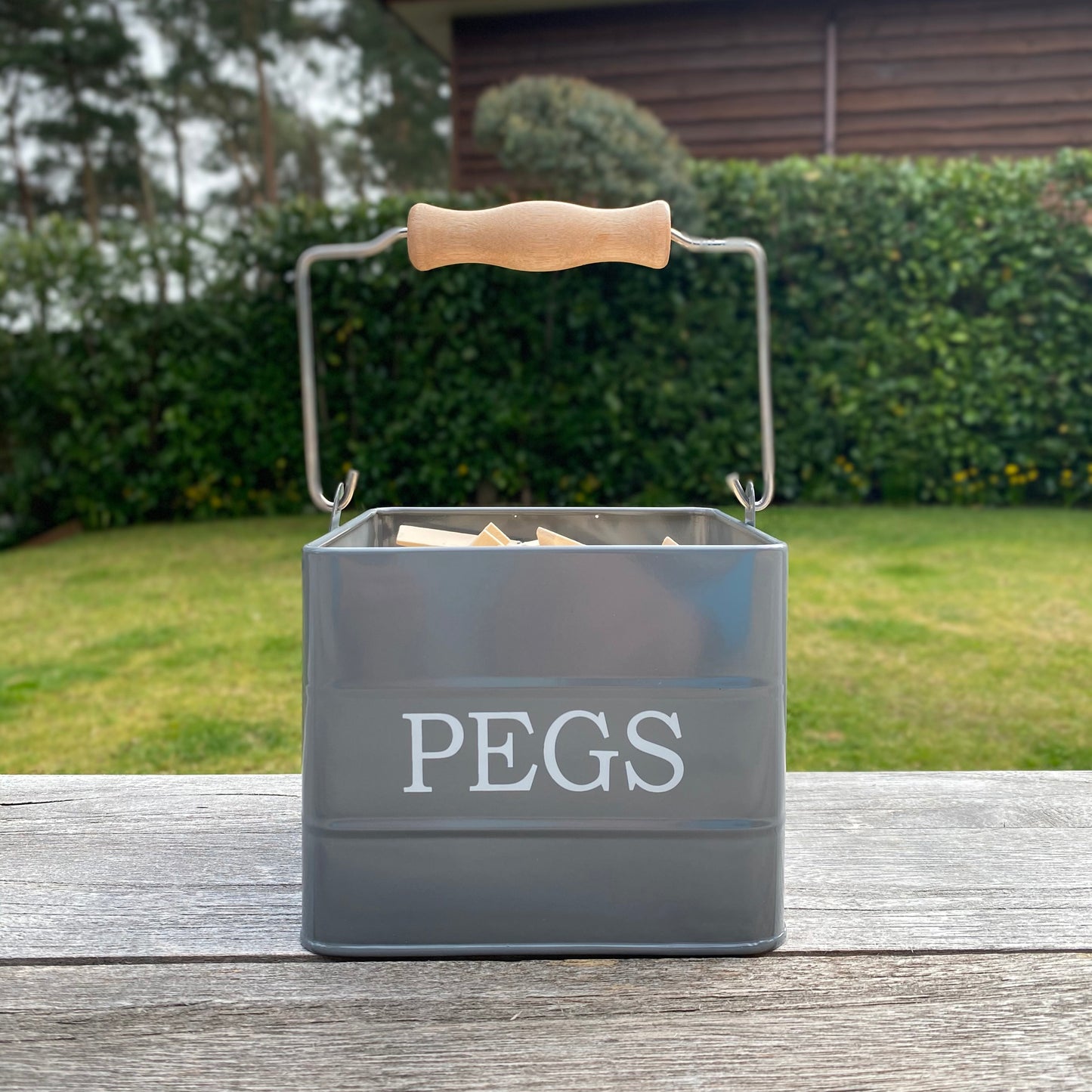 Peg Storage Tin In French Grey