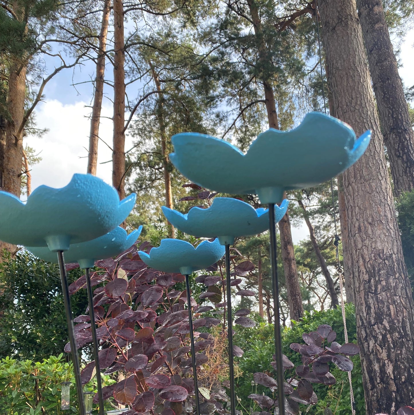 Cast Iron Wild Bird Forget Me Not Flower Dish Bird Feeder