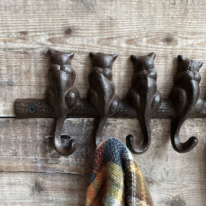 Cat Tail Wall Hook Rack in Cast Iron