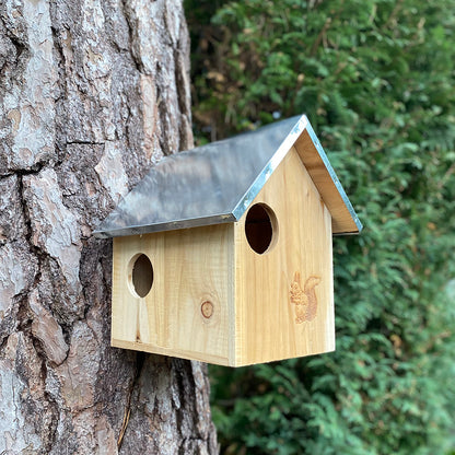Squirrel Nest Box With Metal Roof