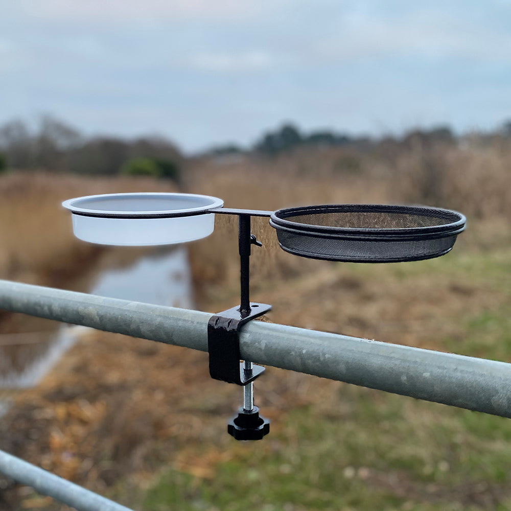 Deck Mounted Wild Bird Feeder and Bird Bath with Railing Clamp Balcony Feeding Station