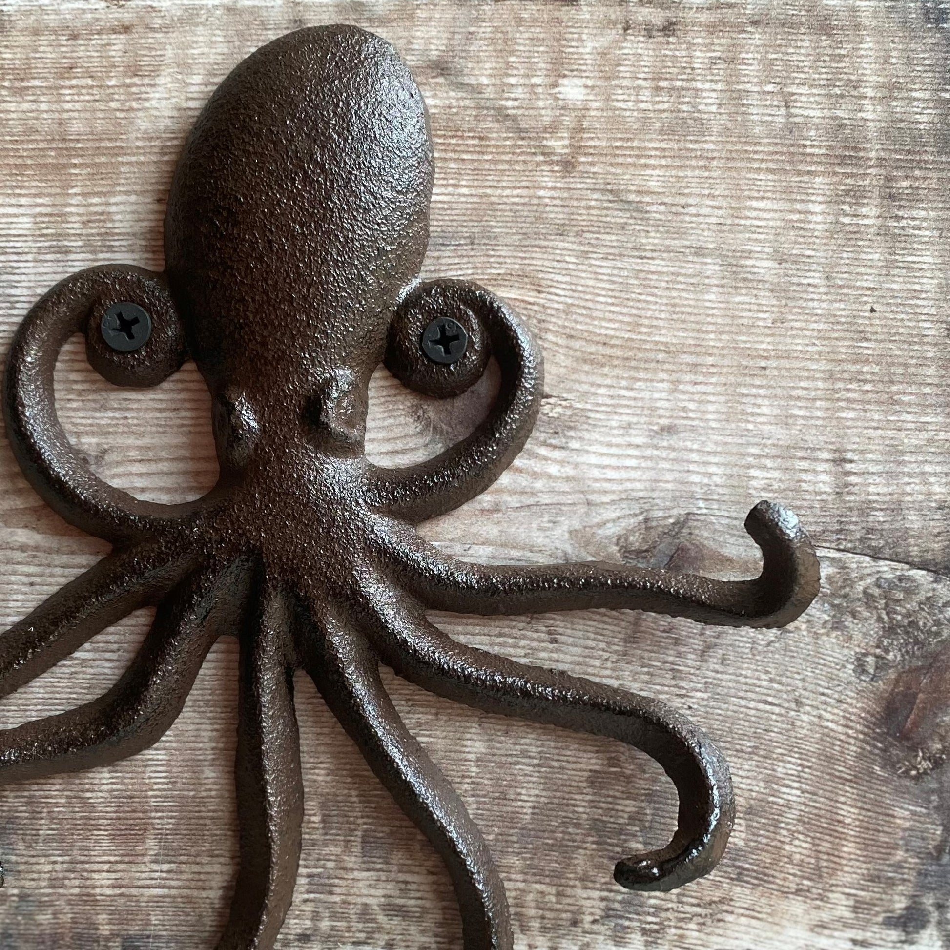 2PCS Heavy Duty Decorative Octopus Hook- Wall Mounted Coat Hooks/Solid Cast  Iron Unique Key Holders/Home Decor (Black)