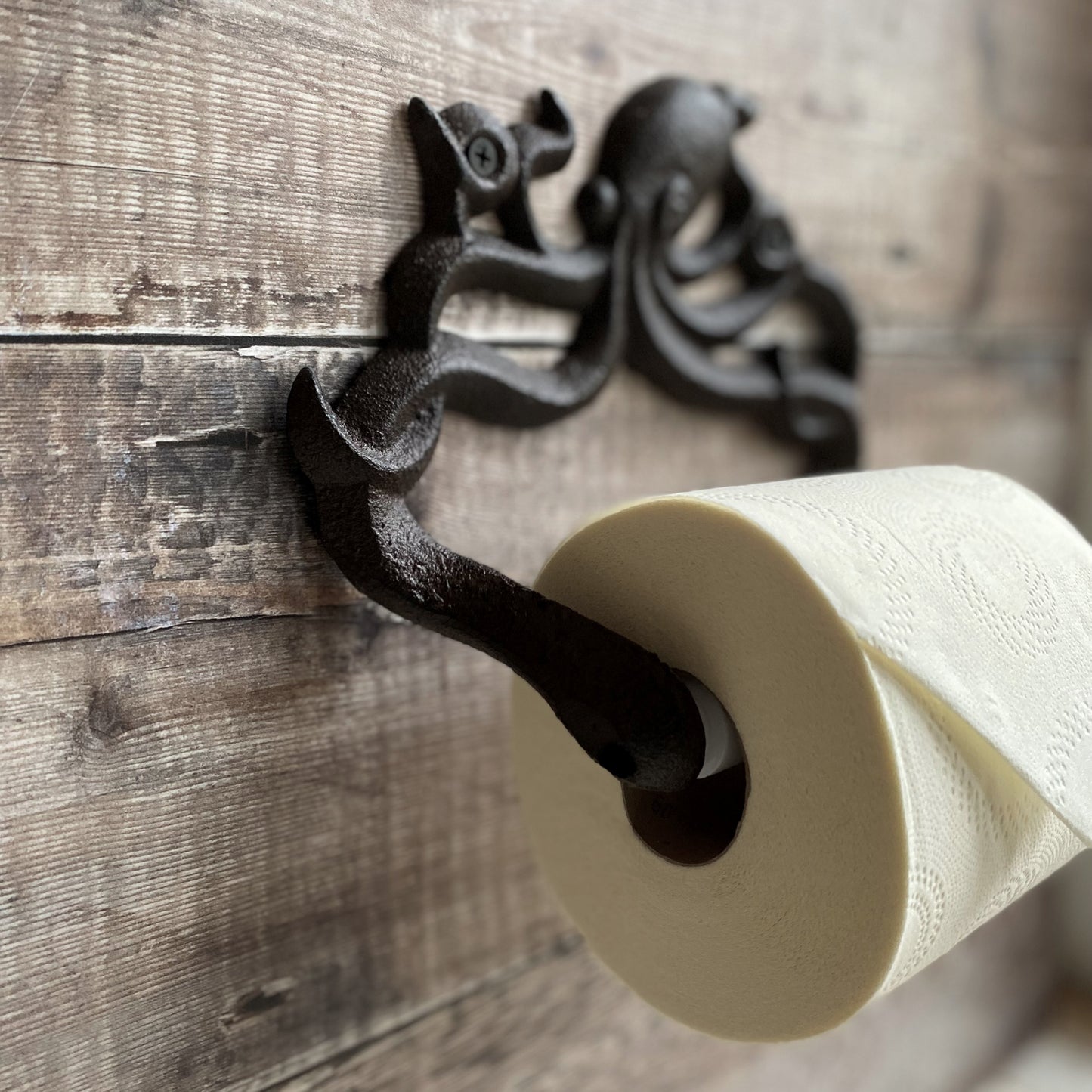 Cast Iron Octopus Wall Dispenser and Floor Loo Roll Holder