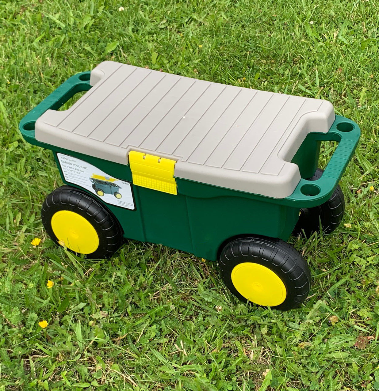 Rolling Sit On Garden Tool Storage Cart