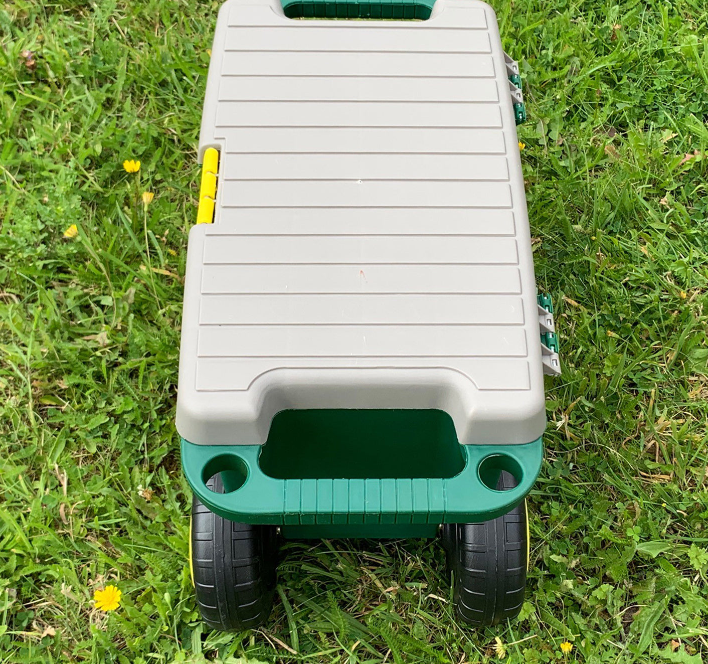 Rolling Sit On Garden Tool Storage Cart