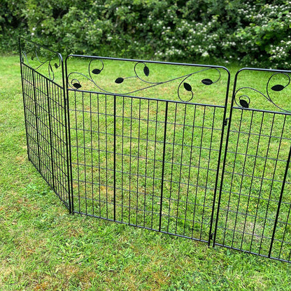 Set of 4 Leaf Design Metal Fence Panels (112cm x 91cm)