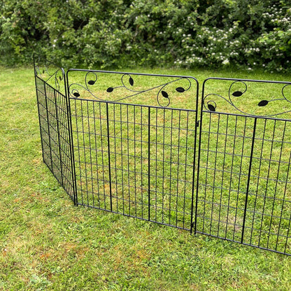 Set of 4 Leaf Design Metal Fence Panels (112cm x 91cm)