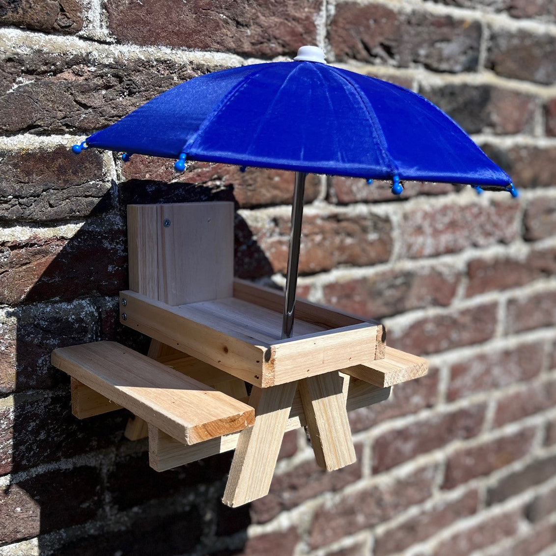 Wooden Wildlife Squirrel Feeder Picnic Table with Mini Umbrella