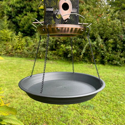 Copper Style Extra Large Hanging Metal Bird Seed Feeder with Seed Catcher Tray