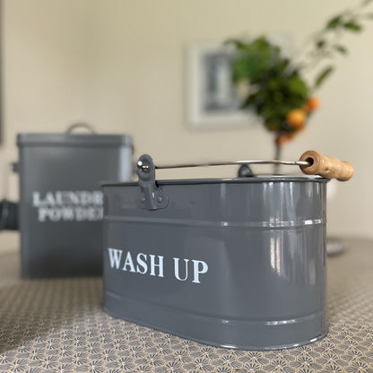 Washing Up and Laundry Storage Tins In French Grey
