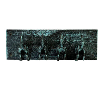 Cast Iron and Wooden Dog Tail Wall Hooks