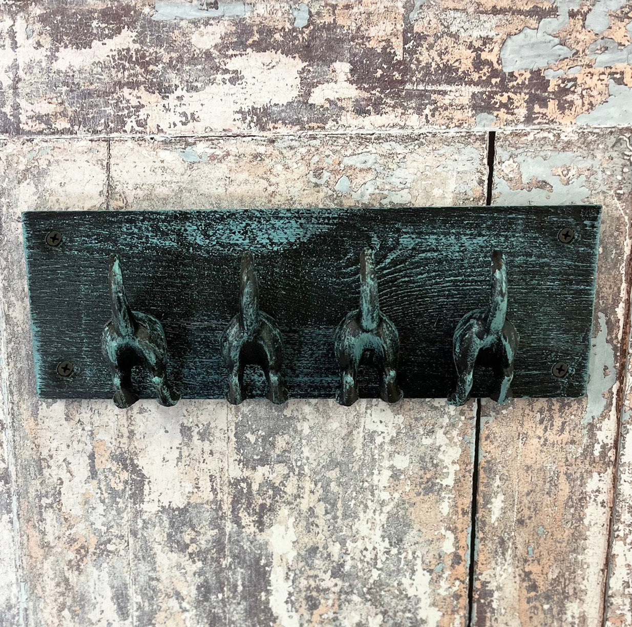 Cast Iron and Wooden Dog Tail Wall Hooks