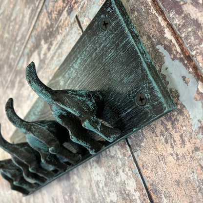 Cast Iron and Wooden Dog Tail Wall Hooks
