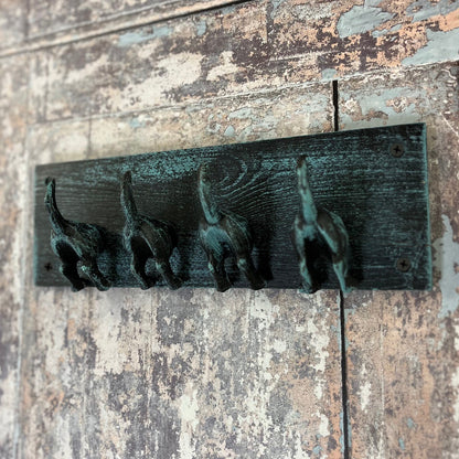 Cast Iron and Wooden Dog Tail Wall Hooks