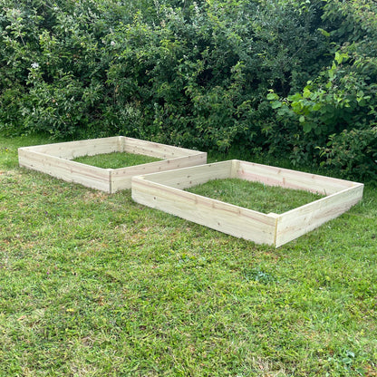 Set of 2 Wooden Raised Vegetable Beds (122cm x 18cm)
