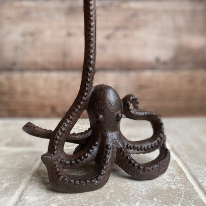 Octopus Wall Hook Rack and Loo Roll Holder in Cast Iron