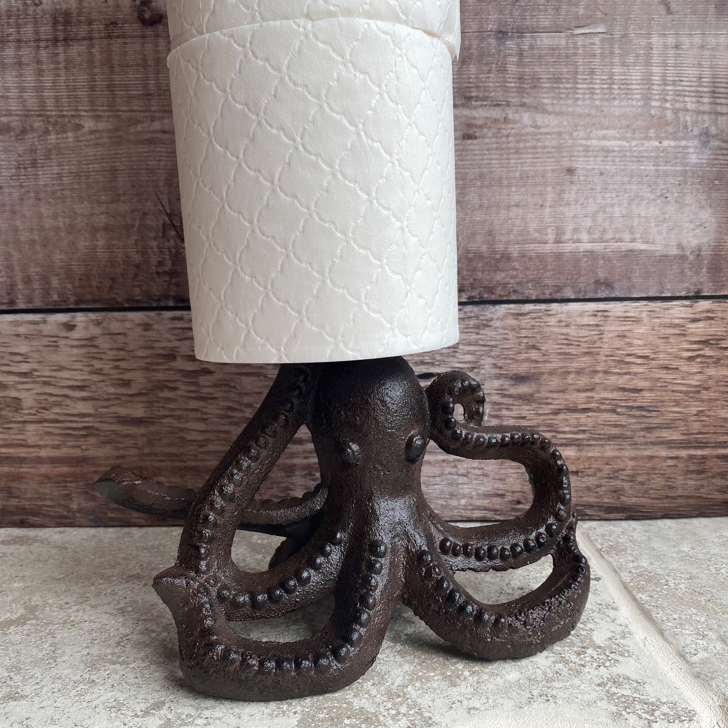 Octopus Wall Hook Rack and Loo Roll Holder in Cast Iron