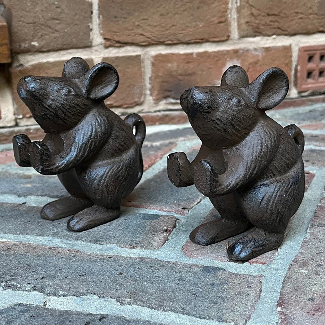 Cast Iron Mouse Decorative Doorstop or Bookends (Set of 2)