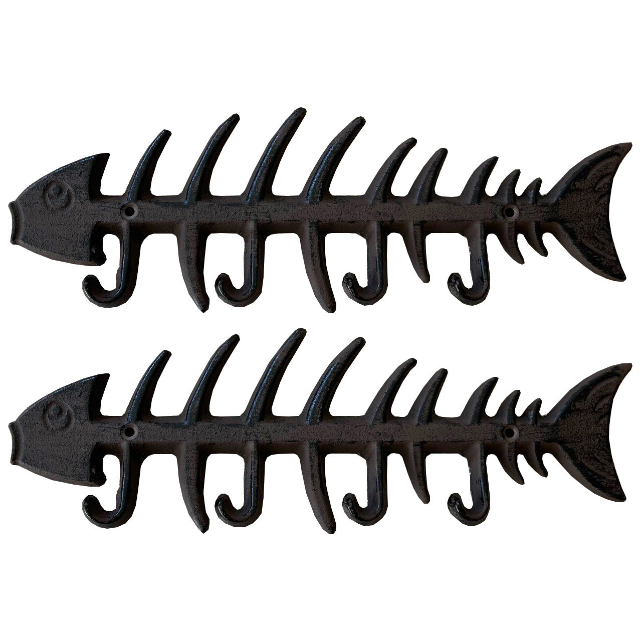 Cast Iron Fish Bone Wall Hook Racks (Pack of 2)