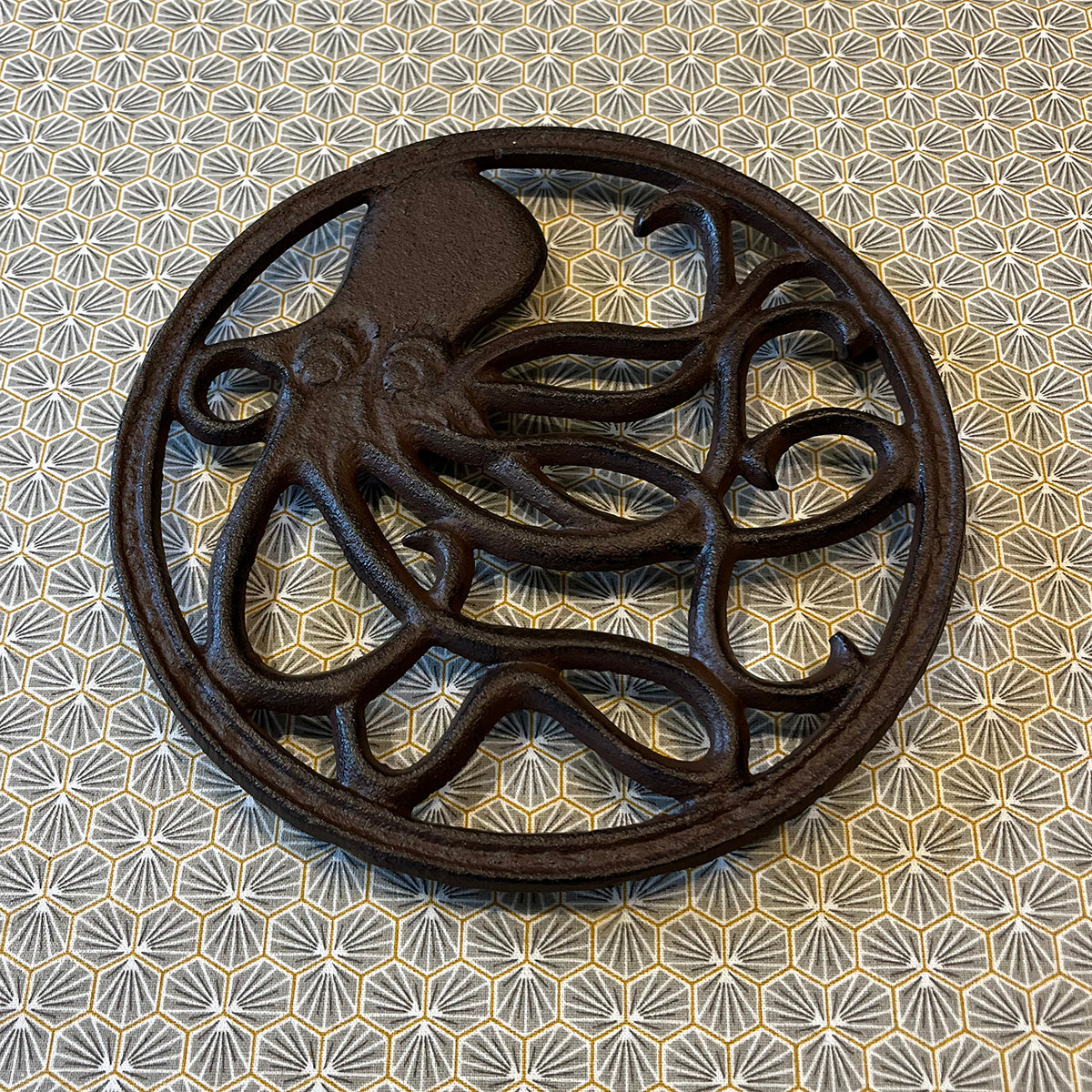Cast Iron Round Octopus Themed Table Trivet (Pack of 2)