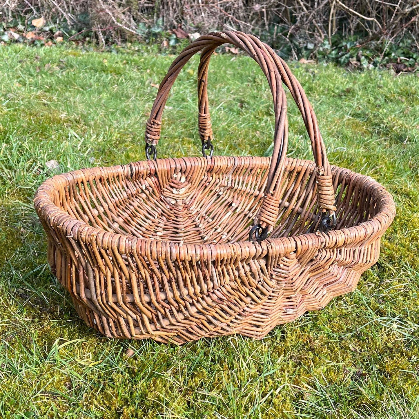 Medium & Large Natural Willow Wicker Garden Trug Basket (Set of 2)