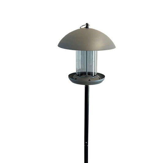Free Standing Pole Mounted Metal Bird Seed Feeder Table with Dome Roof