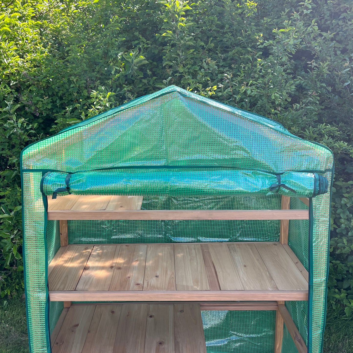 Extra Wide 4 Tier Wooden Mini Greenhouse with Reinforced Cover