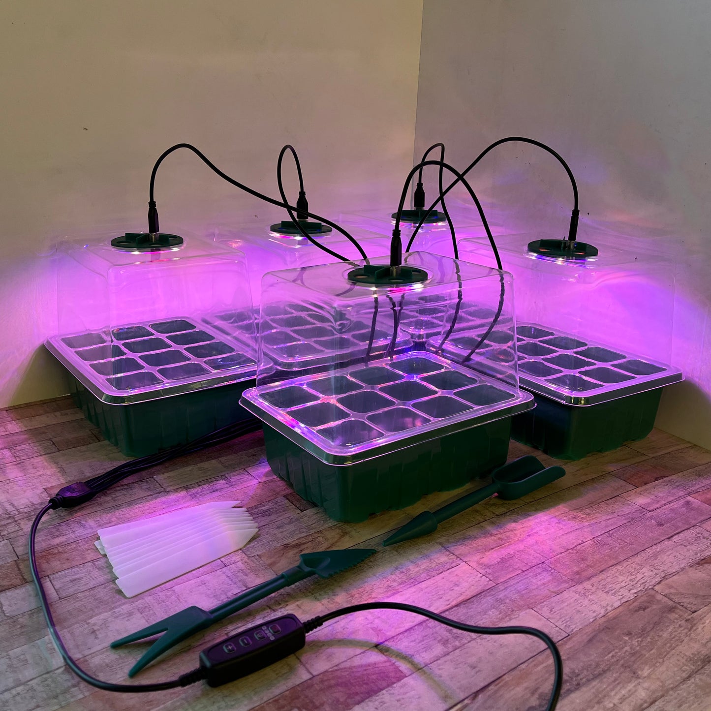 Plant Propagator Seed Tray Set with Full Spectrum USB Grow Lights (Pack of 5)