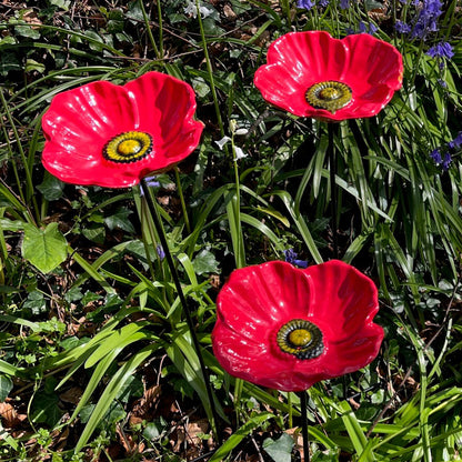 Cast Iron Poppy Dish Wild Bird Feeders (Set of 3)