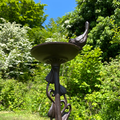 Ornate Cast Iron Bird Bath Ground Stake