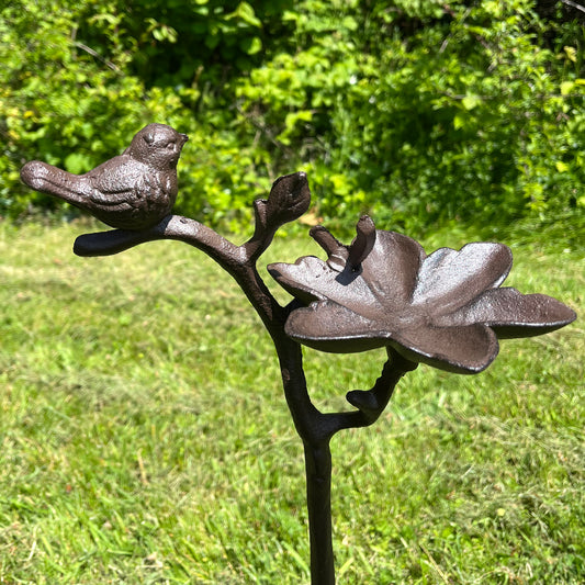 Cast Iron Wild Bird Ornate Flower Dish Bird Feeder