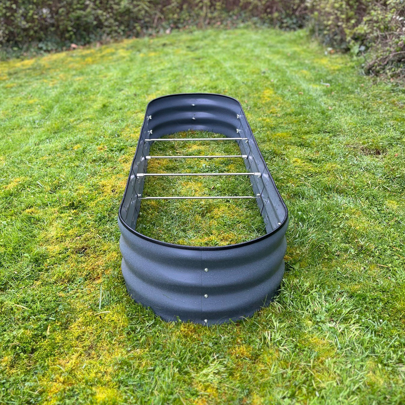 Set of 2 x Large Metal Oval Raised Vegetable Bed in Dark Grey (170cm)