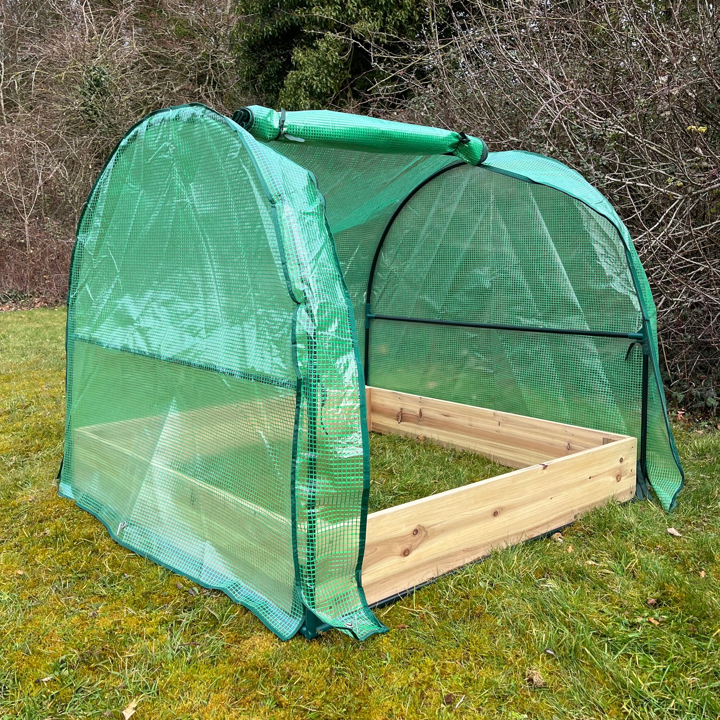 Wooden Raised Vegetable Bed & Reinforced Grow Tunnel (122cm x 100cm)