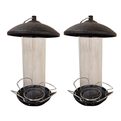 Large Hanging Steel Bird Seed Feeder with 4 Feeding Ports (Set of 2)