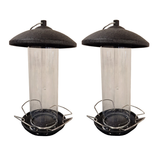 Large Hanging Steel Bird Seed Feeder with 4 Feeding Ports (Set of 2)
