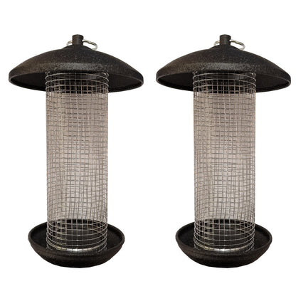 Large Hanging Steel Bird Nut Feeder (Set of 2)